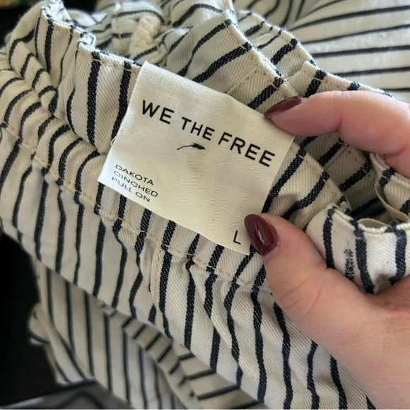 NWT Free People Dakota Cinched Pull On Pants Jeans Washed Railroad Stripe - Picture 5 of 5